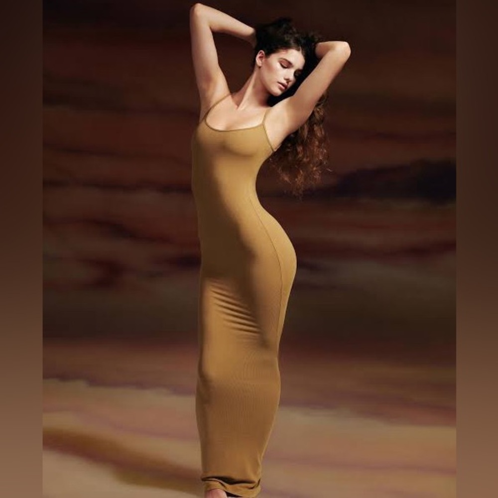 SKIMS gold soft lounge dress